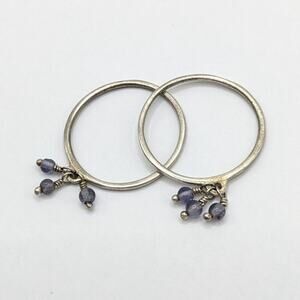 Me&Ro Sterling Silver & Iolite Dangling Beads Set of 2 Stackable Rings Unsigned